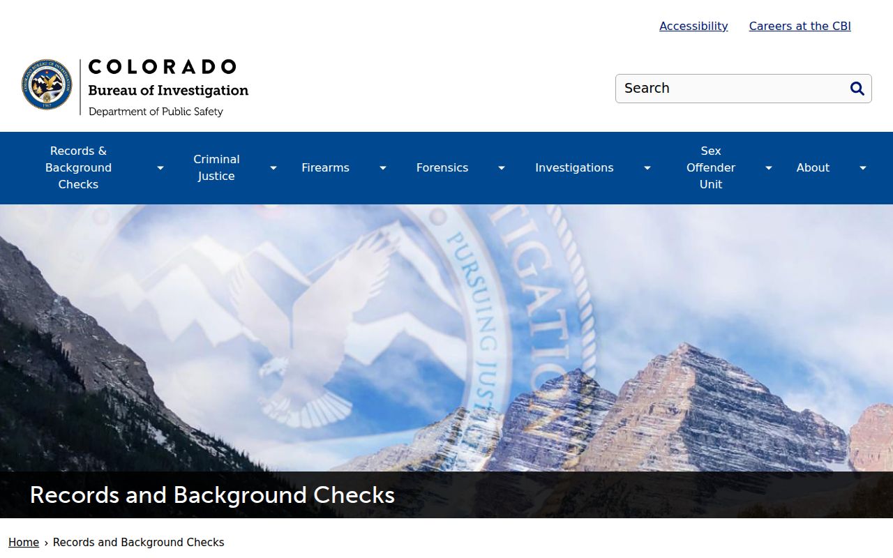 Colorado Bureau of Investigation records and criminal history service page